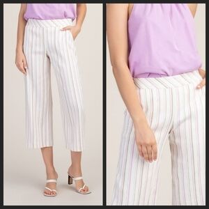 NEW! TRINA TURK Monument Striped Linen Crop Pants 16.